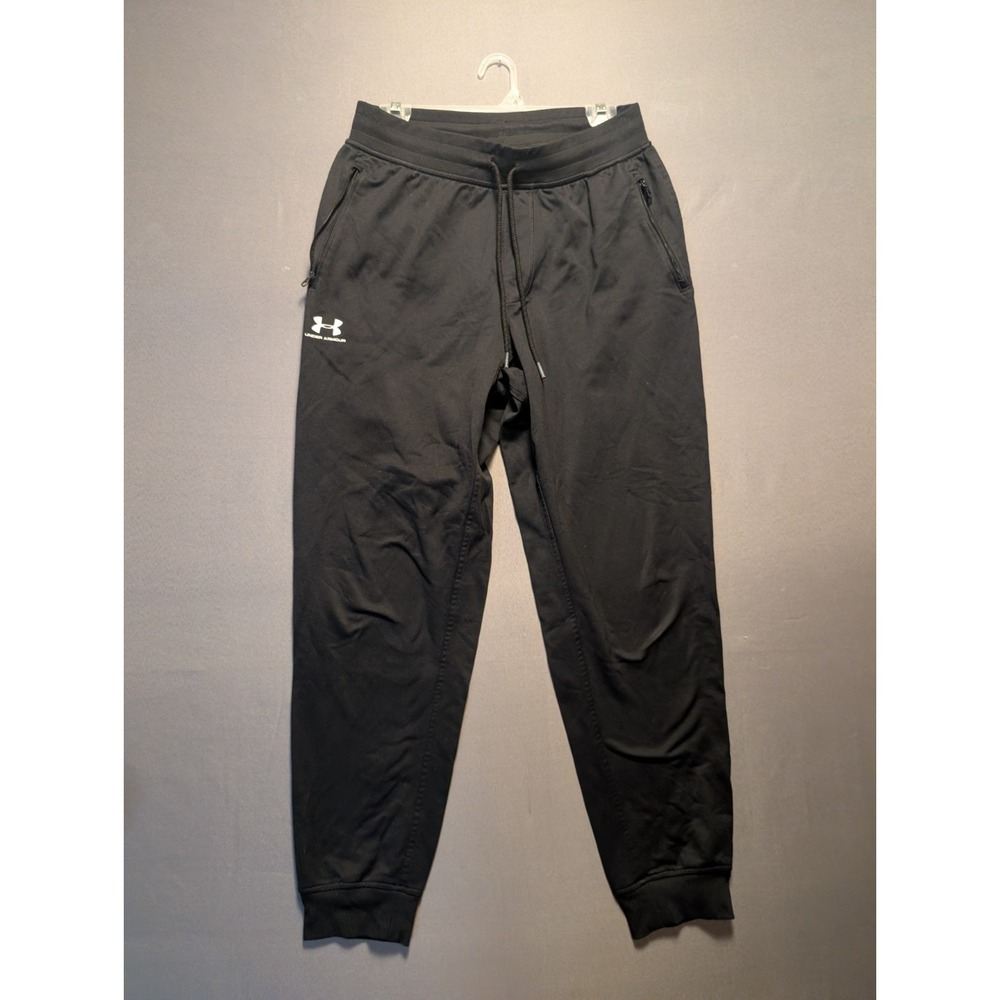 Under Armour Sportstyle Tricot Jogger Pants Mens L Black Tapered Leg Loose Fit